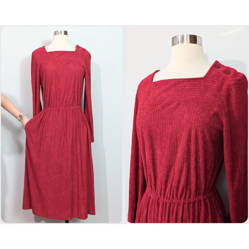 Melissa Lane Red Corduroy 70s/80s Dress
